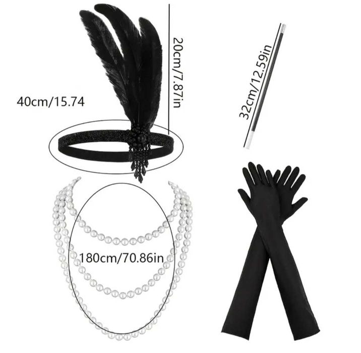 4w1 akcesoria RETRO GATSBY FLAPPER lata 20. przebranie