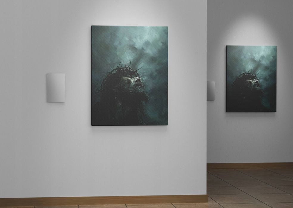 Obraz na płótnie Jezus Chrystus w koronie cierniowej krzyż 45x60