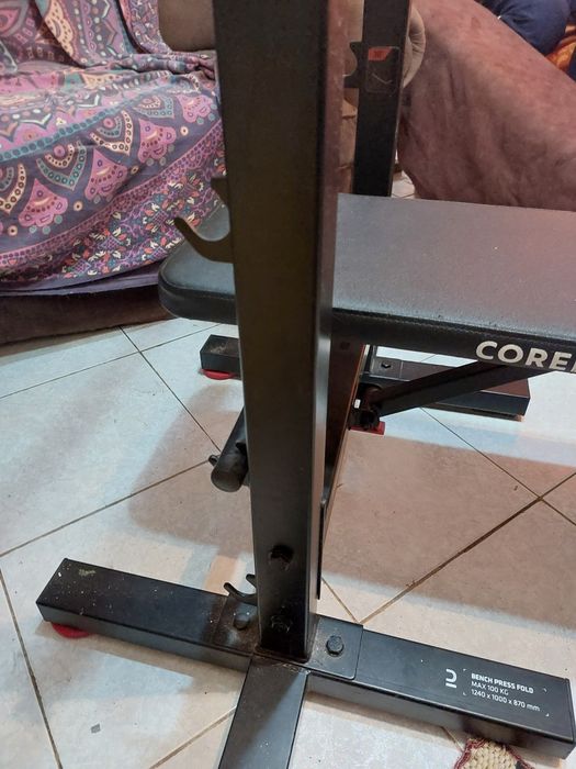 Banco de musculação + barra + 2 bolachas de 10kg cada