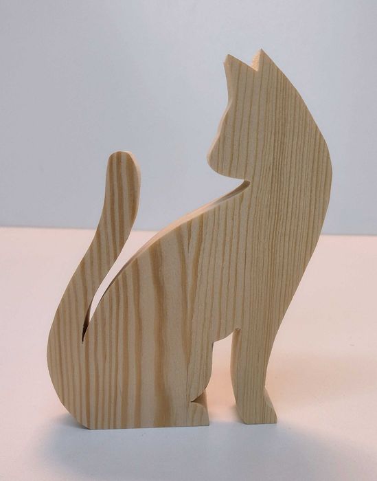Kot z drewna kotek kicia Figurka drewniana 3D 15cm 2 sztuki