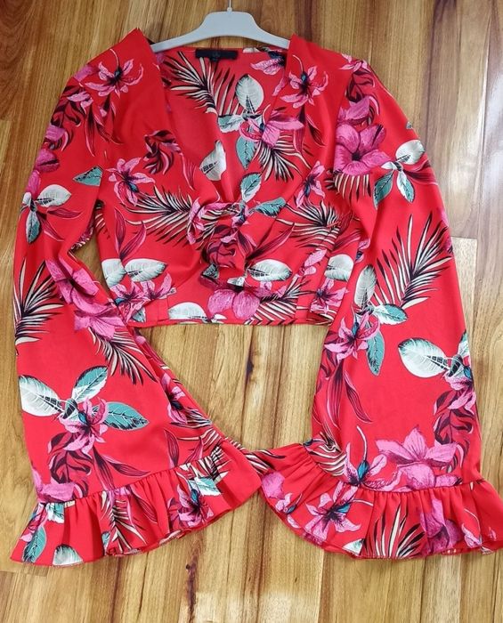 Czerwona bluzka  Missguided  rozmiar L styl hawajski