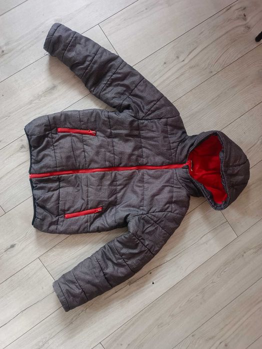 Kurtka przejściowa  chłopięca rozm 152 Pepco szaro czerwona wiosenna