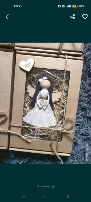 Anioł Stróż w pudełku makrama podziękowanie prezent handmade