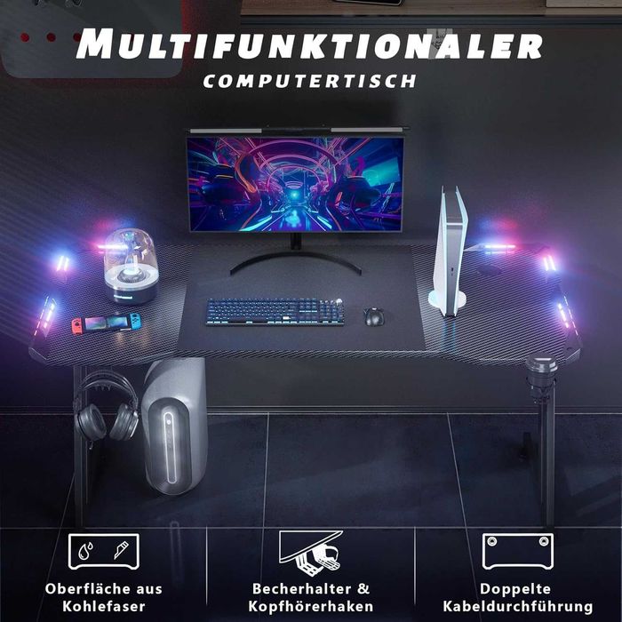 Nowe biurko gamingowe / LED / 120x60 / blat /stół / stelaż / R159!