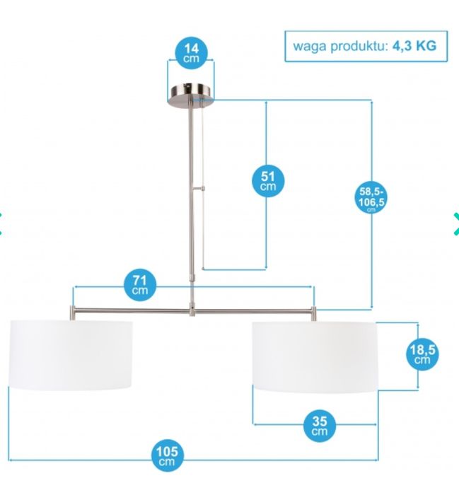 Lampa do salonu jadalni E27 max 60W 220-230V 50hz