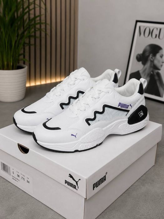 Последняя пара! Женские кроссовки Puma белые | Размер 38 (стелька 24 см) | Легкие повседневные кроссовки