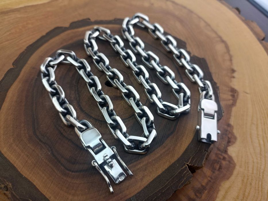 Серебряная большая цепочка Якорная, полновесная. Срібний ланцюг Якір