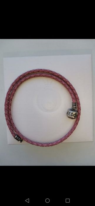 Pulseira em couro Pandora duas voltas Cor Rosa n 19/20 /Não negociável