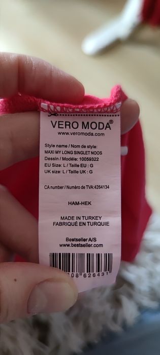 Basic top bluzka długa L/40/12 różowy regulowane ramiączka Vero Moda