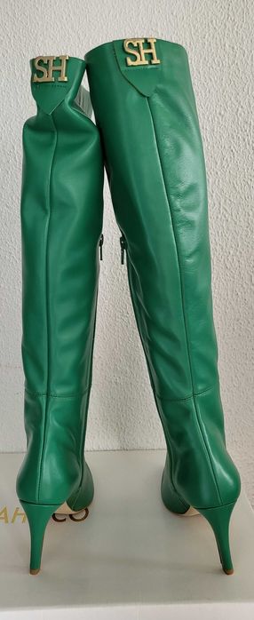 Botas Altas de Tacão Sahoco, Verdes, Tamanho 37, Originais, Novas