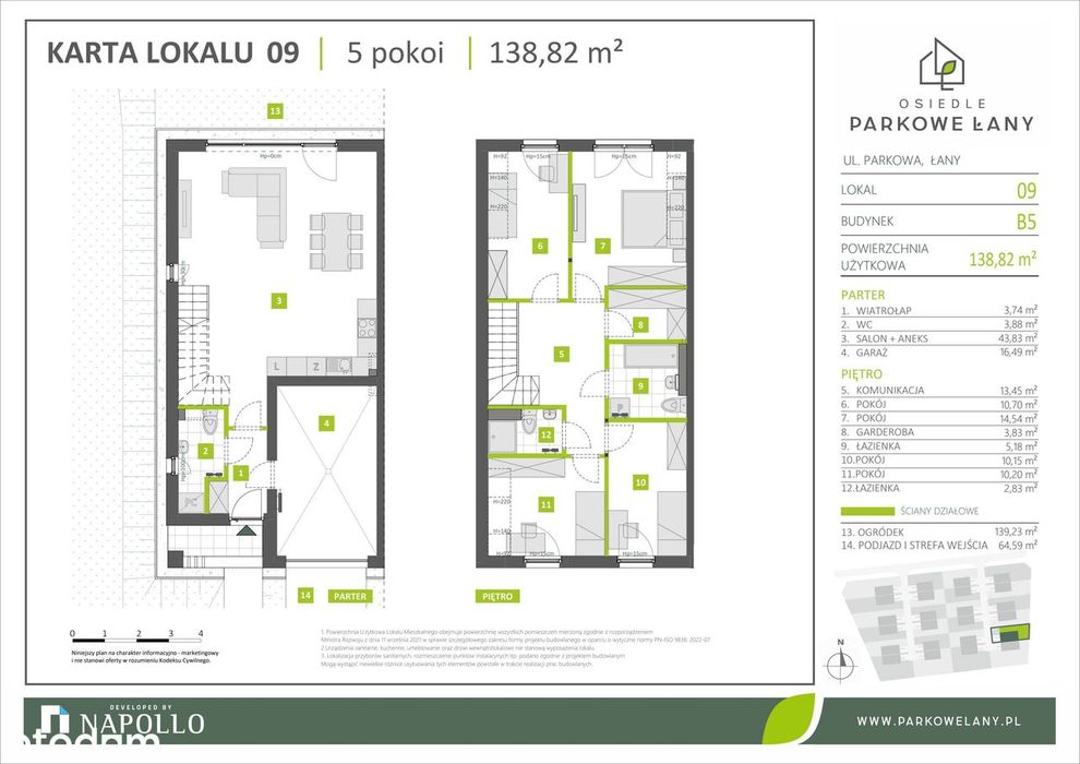 5-pokojowy dom 138m2 + ogródek Bezpośrednio