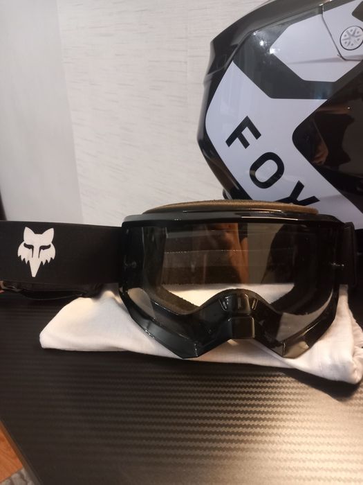 Kask FOX V1 LEAN BLACK + gogle fox