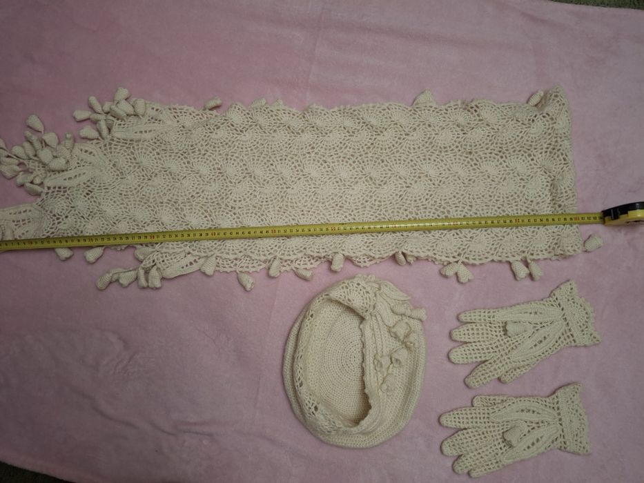 Вязаний набір берет, шарф б/в