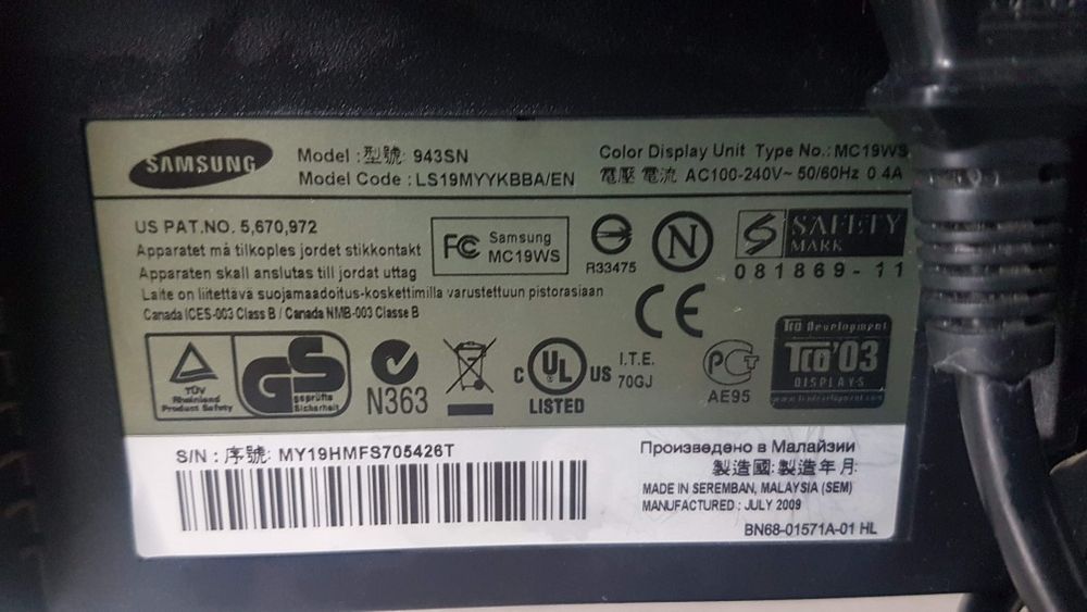 monitor Samsung SyncMaster 943