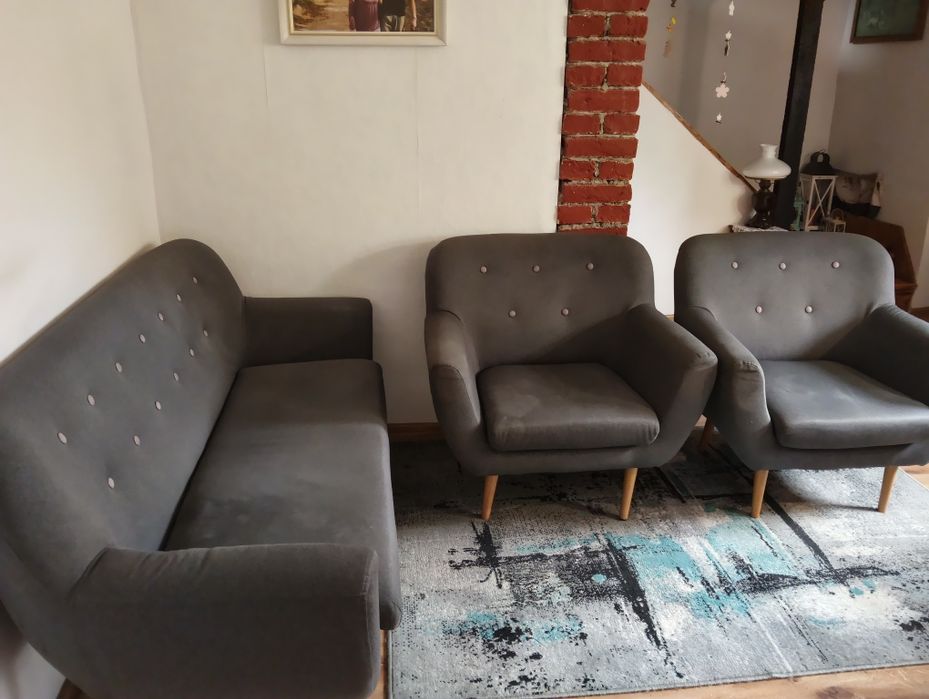 Sofa nie rozkładana + 2 fotele.