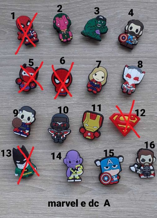 Pins e Croc badges,  pins, imãs - marvel, dc, sanrio acessórios