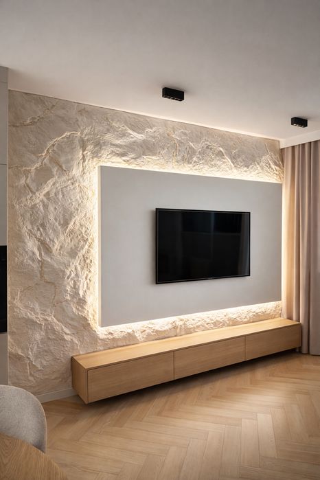 Tynki dekoracyjne, Efekt skały, beton architektoniczny, limewash