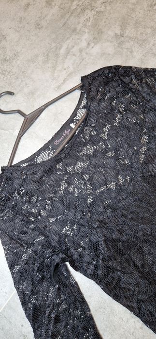 Sukienka r.L/XL koronkowa damska czarna rękaw 3/4