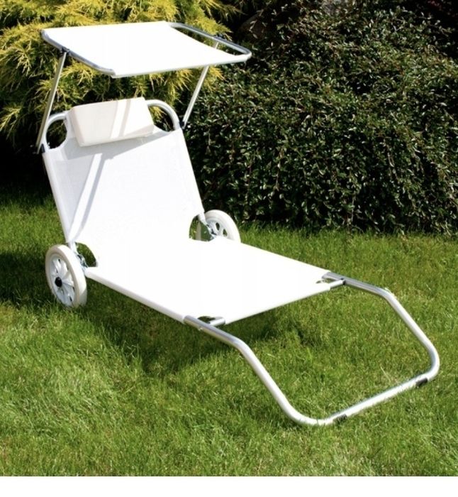 Leżak ogrodowy plażowy na kółkach 2 sztuki