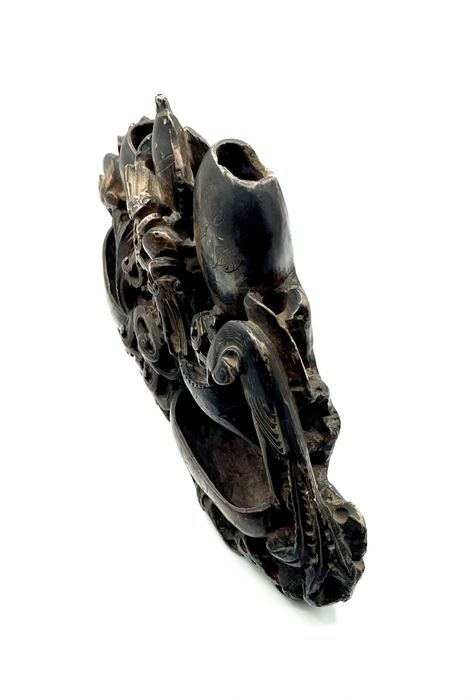 Escultura em pedra jade vermelho chinês grande