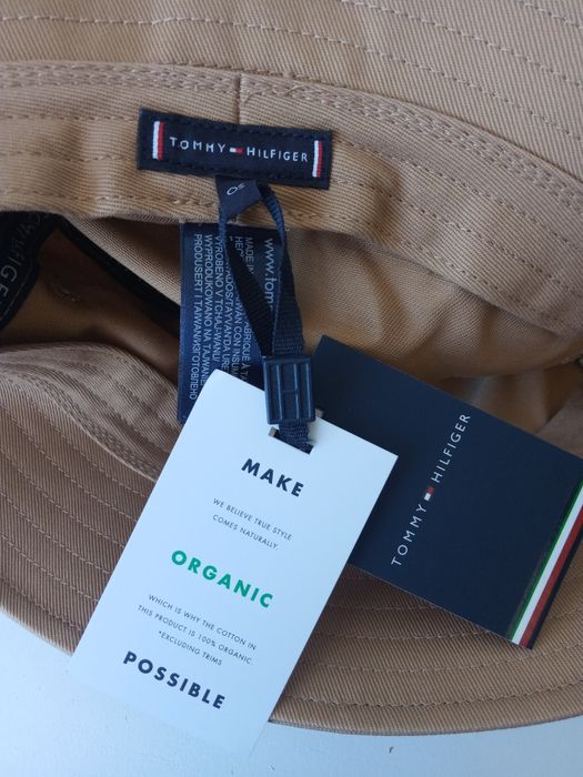 Nowy oryginalny kapelusz bucket hat Tommy Hilfiger beżowy brąz