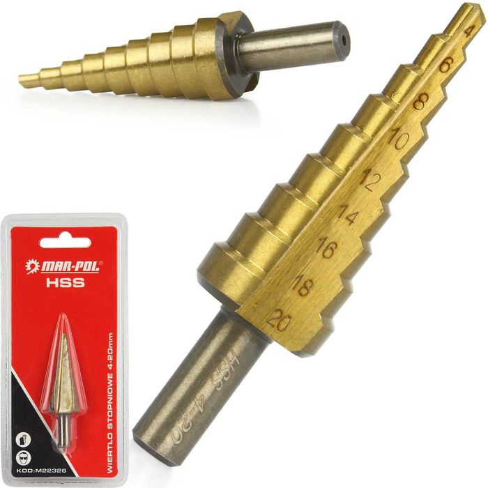 Wiertło Stożkowe Metalu Stopniowe Tytanowe 4-20 mm