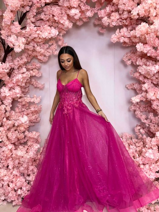 Suknia na studniówkę, bal Paradise Glamour Fuchsia R40 Polski producen