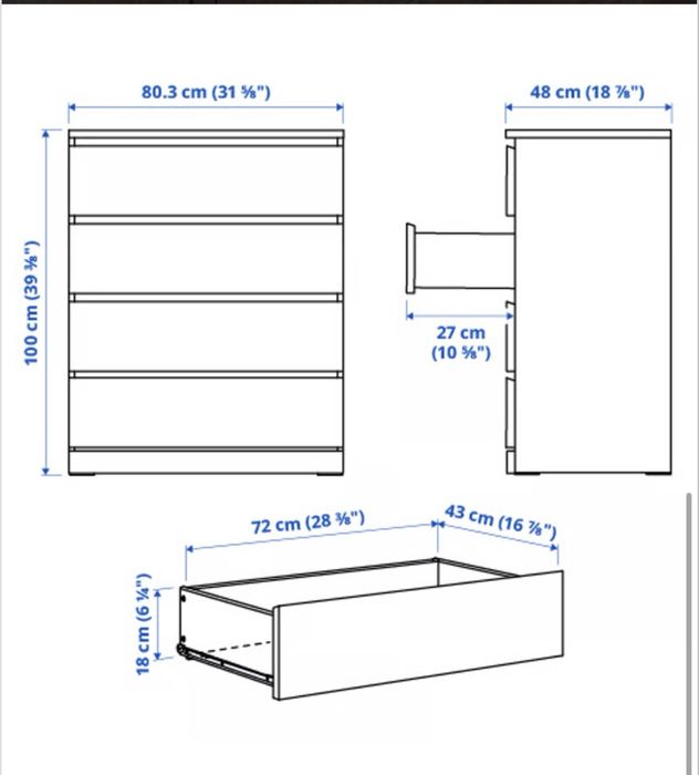 2 comodas MALM 80x100 + 2 tampos em vidro