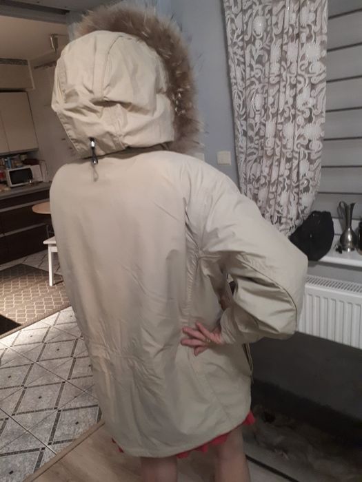 Kurtka ocieplana polar futerko naturalne jenot