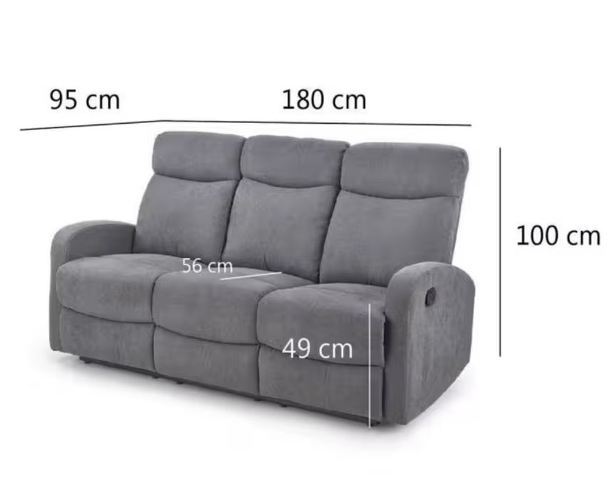 Kanapa z funkcją relaks Sofa OSLO 3S, 3S ciemny popiel - Halmar
