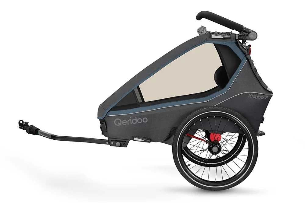Qeridoo KidGoo 2 Navy Blue przyczepka rowerowa dla dwójki dzieci