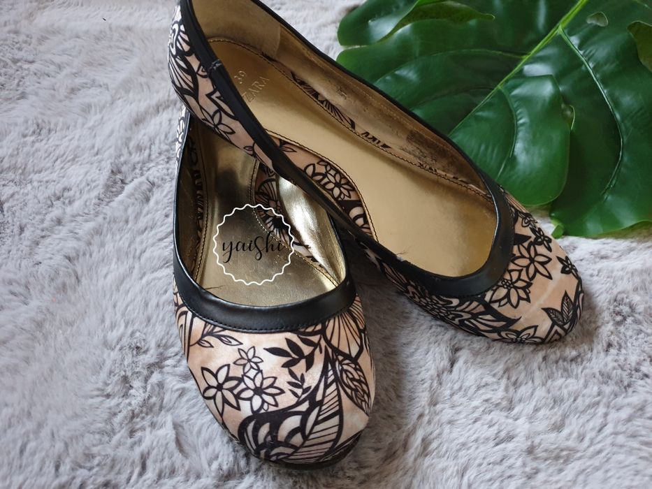 Zara satynowe baleriny balerinki w kwiaty 39