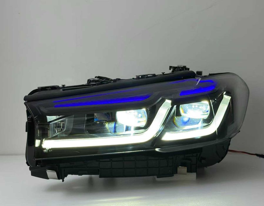 Фари BMW G30 G31 G38 стиль LCI Shadow Line з жовтим ДХО Г30 Г31 Г38