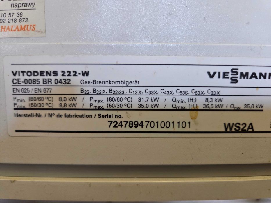 Piec gazowy Viessmann Vitodens 222-W 35kW - kompletny, sprawny