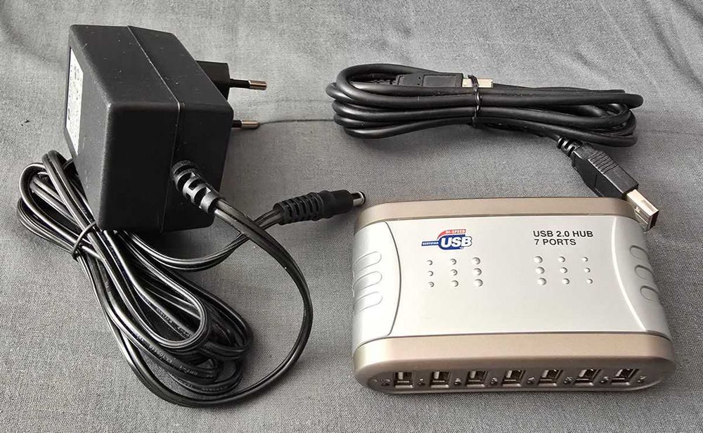 HUB 7 portów USB 2.0 + zasilacz 5V 3A