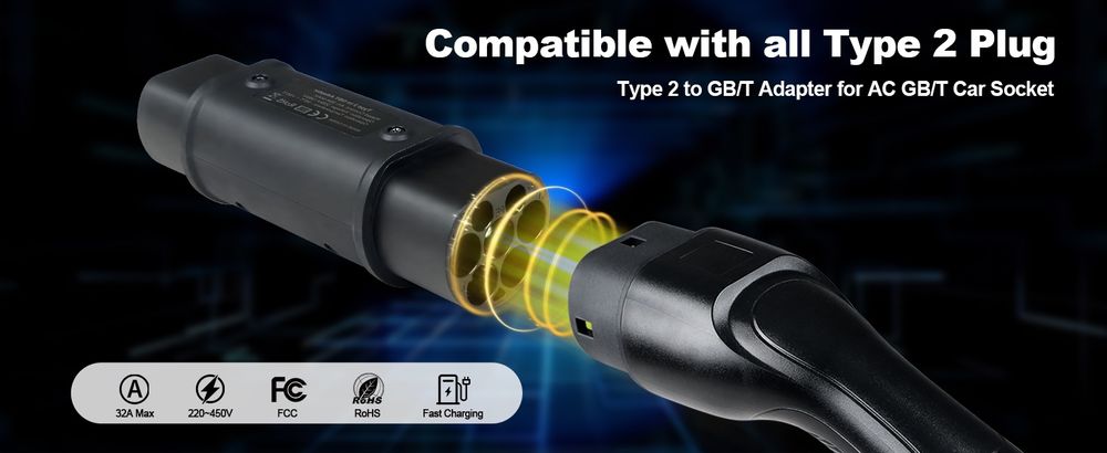 ЯКІСТЬ‼️ Перехідник Type 2 - gbt 7kw 32A Ev charger adapter type 1 Tesla nacs гбт тайп 2 адаптер авто з Китаю надійність
