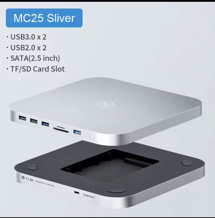 Hub Dock do Macbook Mini M1 - M3. HAGiBiS MC25 srebrny.