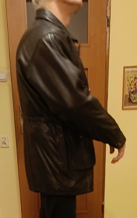 Kurtka skórzana męska w bdb stanie czarna. Miękka skóra
