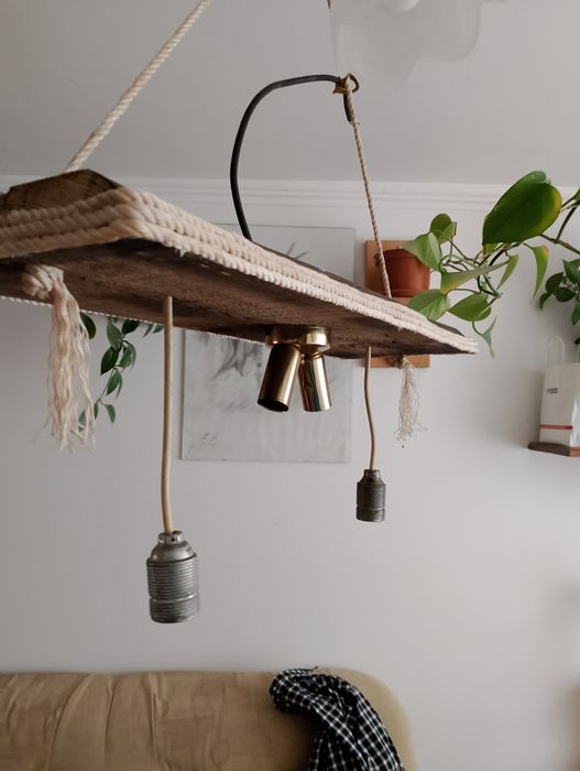 Lampa wisząca drewniana