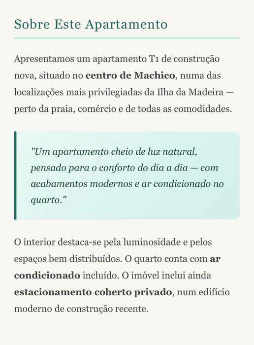 Apartamento T1  _ Machico