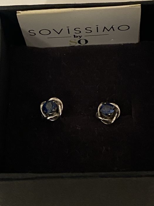 Пусети Sova, біле золото + сапфіри