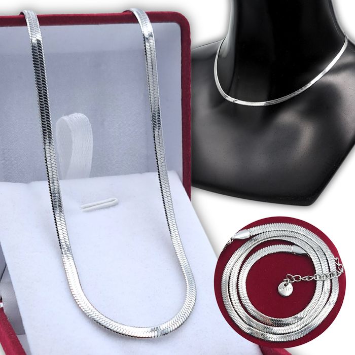Łańcuszek Srebrna Taśma 41cm + 5cm / 3,2mm - Stal chirurgiczna