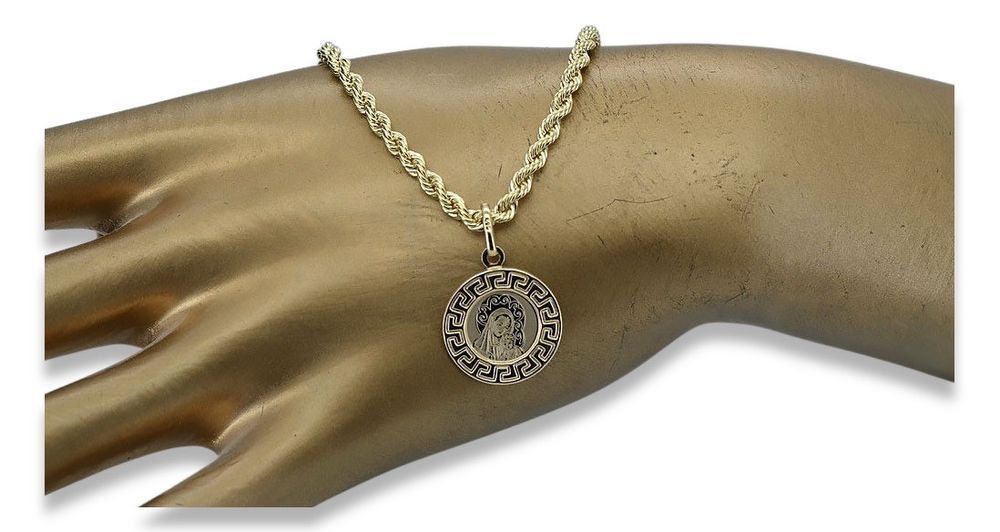 Złoty medalik Bozia 14k 585 z łańcuszkiem Corda pm007y&cc019y Warszawa