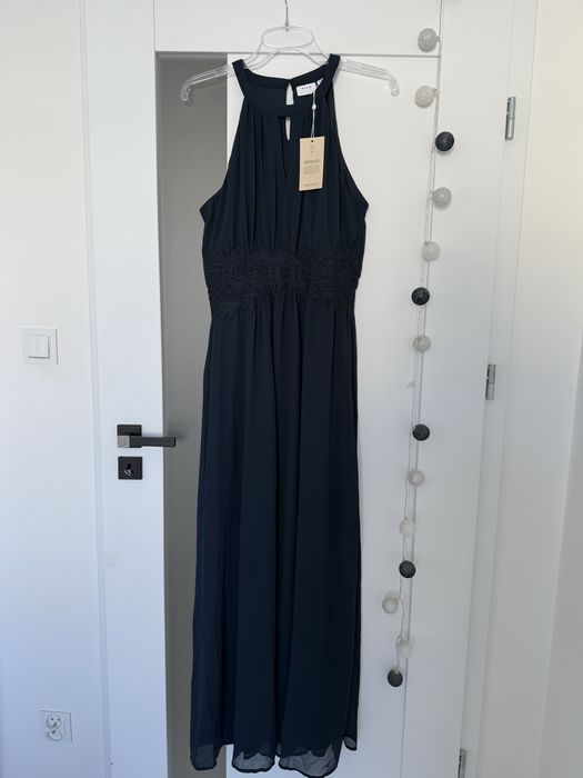 Granatowa suknia maxi L 40 Vila balowa długa