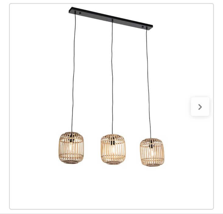 Candeeiro de teto em vime, 3 luzes