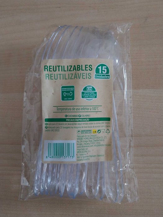 Colheres de Plastico reutilizáveis Mercadona (Novas)