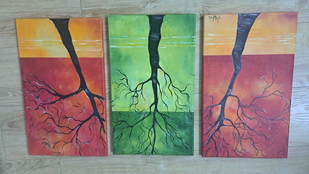 Obraz tryptyk ręcznie malowany