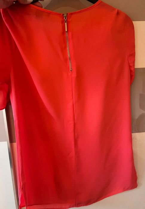 Letnia bluzka Atmosphere 40 L bufki rękawy koral czerwień