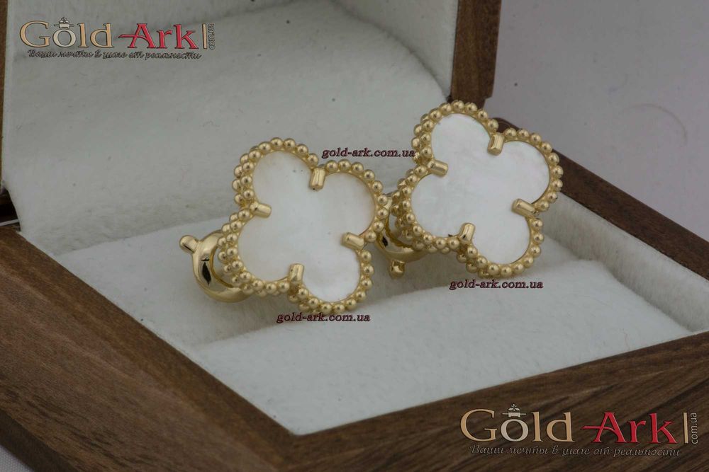 Серьги Ван Клиф с белым перламутром