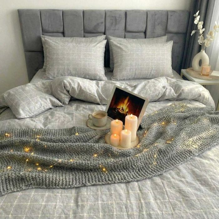 Постільна білизна Варена Бавовна. Сіра клітинка. Власне пошиття